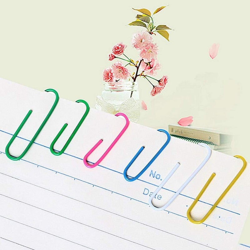 SUMAJU 500 PCS Colored Paper Clips, Medium 33 mm/1.3Inch Assorted Paperclips Vinyl Coated Clips for Office School Personal (1.3Inch) - Image 3